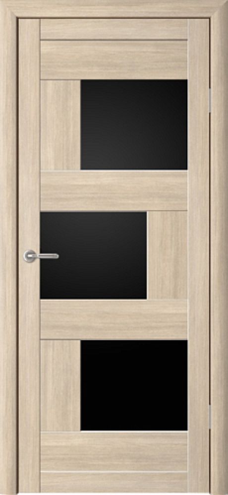Межкомнатная дверь со стеклом Стокгольм Лиственница мокко Эко-шпон Стекло черное (ALBERO)
