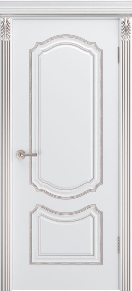 Глухая межкомнатная дверь Сюита Лакшери В0 Белый с патиной Розовое золото Эмаль (Шейл Дорс)