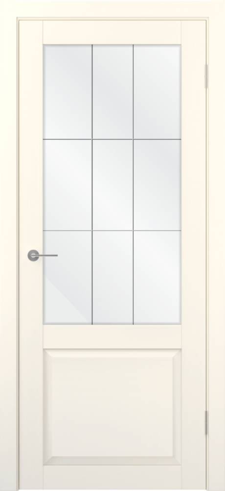 Межкомнатная дверь со стеклом Соната-02 Ваниль Эмалекс (Шейл Дорс)