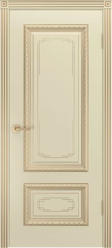Глухая межкомнатная дверь Дуэт R В2 Слоновая кость с патиной Золото Эмаль (Шейл Дорс)