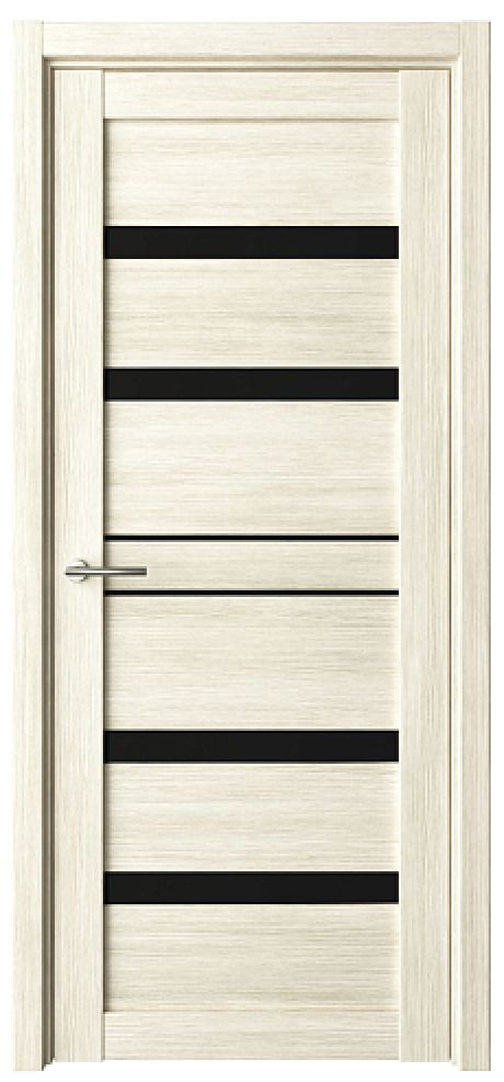 Межкомнатная дверь со стеклом Дрезден Белый кипарис Эко-шпон Стекло черное (ALBERO)