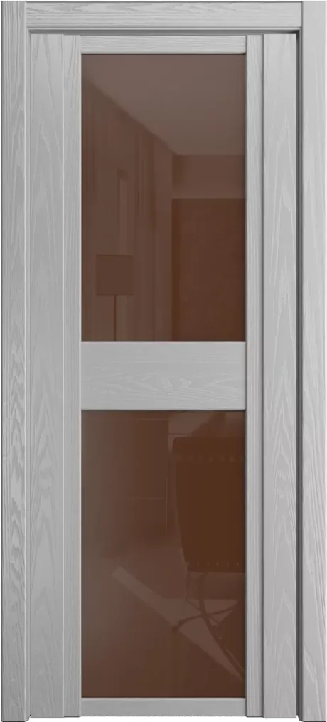 Межкомнатная дверь со стеклом QDO D Светло серая Шпон (Мильяна)