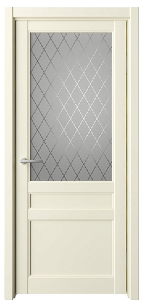 Межкомнатная дверь со стеклом Олимпия Ваниль Vinyl Стекло мателюкс "Рубин" (ALBERO)