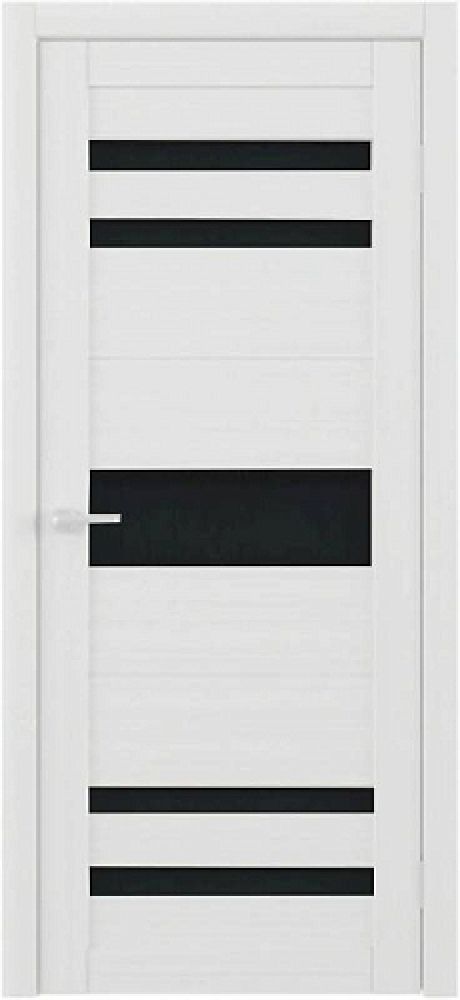 Межкомнатная дверь со стеклом Тренд Т-10 Белая лиственница Eco Tex Стекло черное (ALBERO)