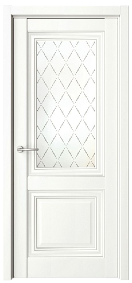 Межкомнатная дверь со стеклом Спарта-2 Белый Vinyl Стекло мателюкс "Лорд серый" (ALBERO)