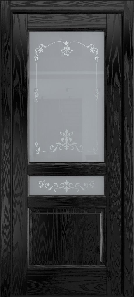 Межкомнатная дверь со стеклом Ребекка Неро Шпон (Мильяна)