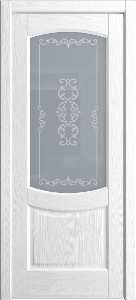 Межкомнатная дверь со стеклом Эрнеста Белоснежный Шпон (Мильяна)