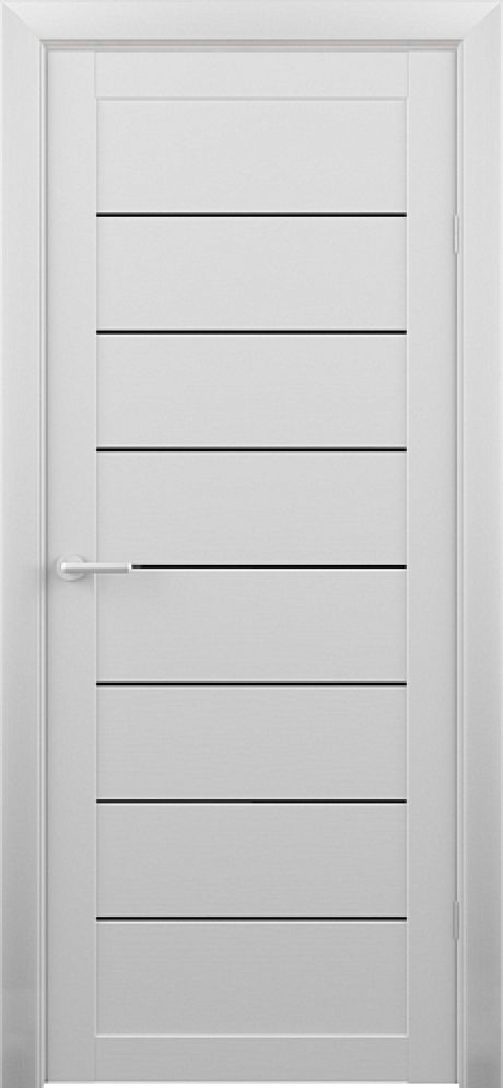 Межкомнатная дверь со стеклом Сеул Кедр снежный Эко-шпон Стекло черное (ALBERO)