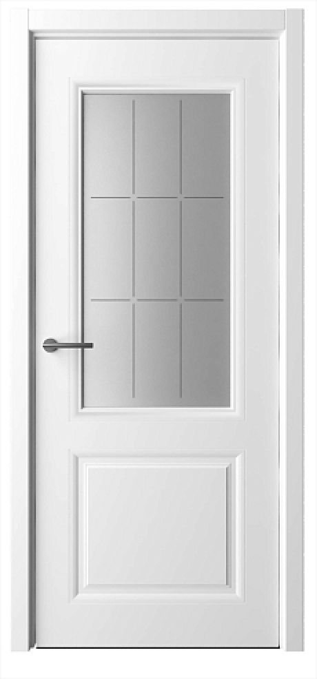 Межкомнатная дверь со стеклом Стиль-1 Белый Эмаль Стекло "Топаз" (ALBERO)