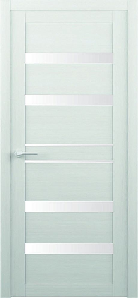 Межкомнатная дверь со стеклом Тренд-12 Белая лиственница Eco Tex Стекло белое (ALBERO)