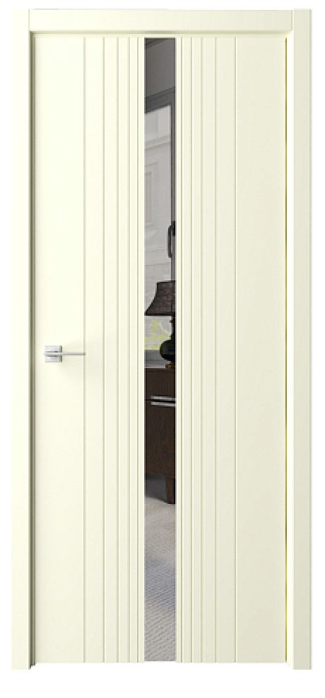 Межкомнатная дверь с зеркалом ПО Геометрия-8 Латте Эмаль Зеркало грей (ALBERO)