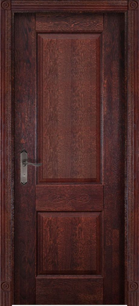 Глухая межкомнатная дверь Классик №4 Махагон Массив дуба (ОКА)