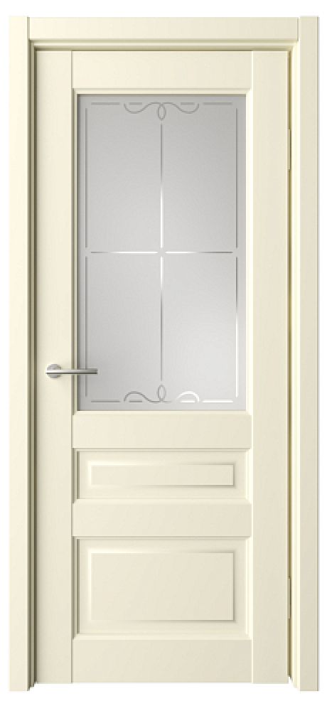 Межкомнатная дверь Эрмитаж-2 Ваниль Vinyl Мателюкс с алмазной гравировкой "Галерея" (ALBERO)