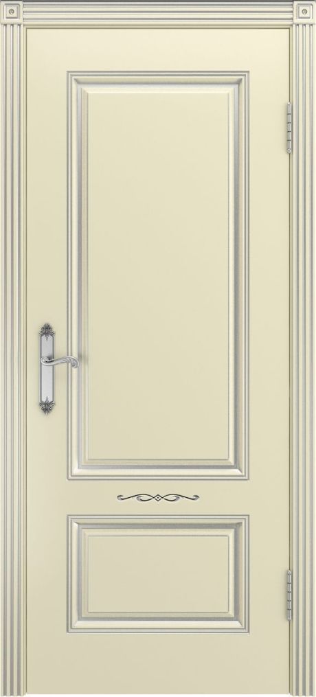 Глухая межкомнатная дверь Аккорд В1 Слоновая кость с патиной Серебро Эмаль (Бипи Дорс)