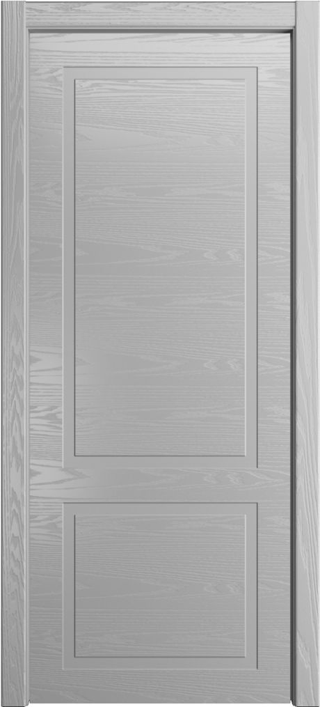 Глухая межкомнатная дверь ID-Лайн 2 Светло серая Шпон (Мильяна)
