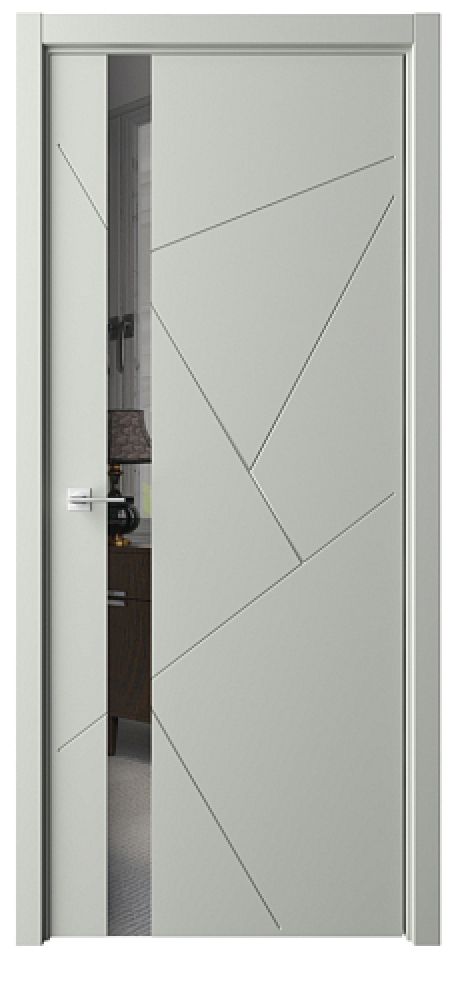 Межкомнатная дверь с зеркалом ПО Геометрия-6 Серый Эмаль Зеркало грей (ALBERO)