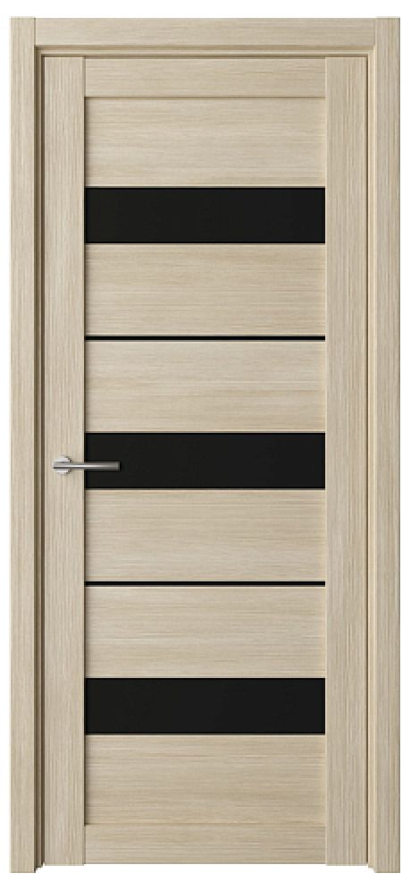 Межкомнатная дверь со стеклом Прага Лиственница мокко Эко-шпон Стекло черное (ALBERO)