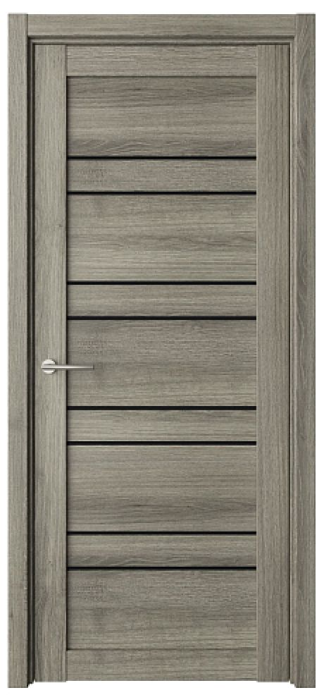 Межкомнатная дверь со стеклом Дублин Пепельный ясень Эко-шпон Стекло черное (ALBERO)