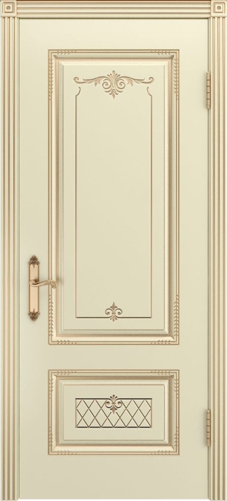 Глухая межкомнатная дверь Аккорд В3 Слоновая кость с патиной Золото Эмаль (Бипи Дорс)