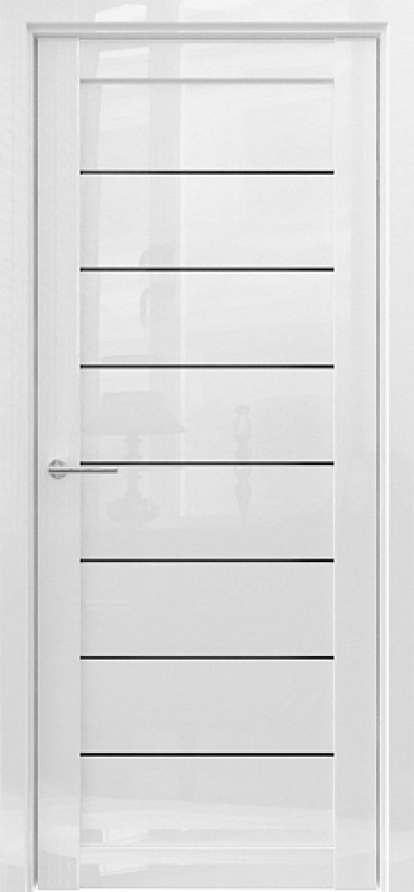 Межкомнатная дверь со стеклом Сеул GL Белый глянец Глянец Стекло черное (ALBERO)