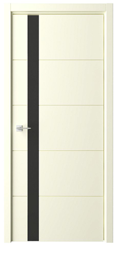 Межкомнатная дверь со стеклом ПО Геометрия-7 Латте Эмаль Стекло черное (ALBERO)