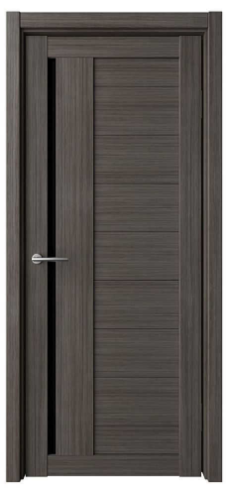 Межкомнатная дверь со стеклом Валенсия Серый кедр Эко-шпон Стекло черное (ALBERO)