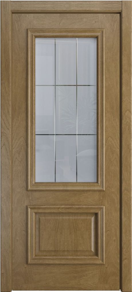 Межкомнатная дверь со стеклом Бристоль Премиум Дуб янтарь Шпон (Мильяна)