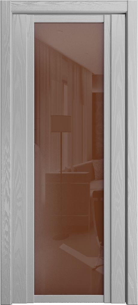 Межкомнатная дверь со стеклом QDO X Светло серая Шпон (Мильяна)