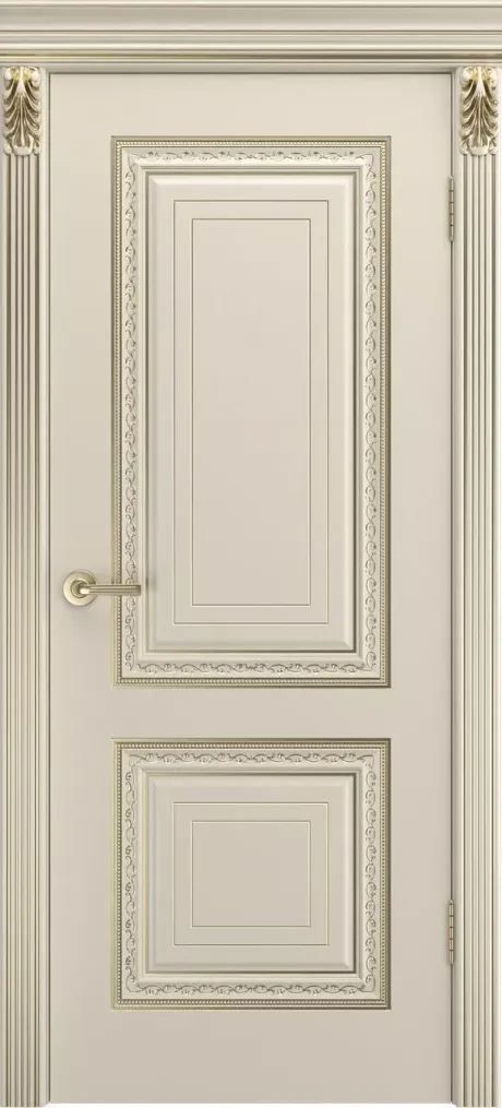 Глухая межкомнатная дверь Альт Лакшери В2 Шампань с патиной Белое золото Эмаль (Шейл Дорс)