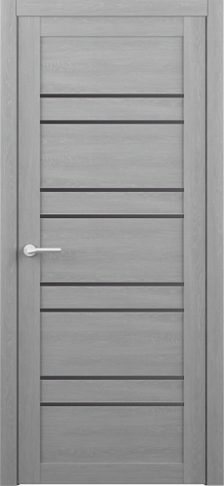 Межкомнатная дверь со стеклом Тренд-14 Ясень дымчатый Eco Tex Стекло черное (ALBERO)