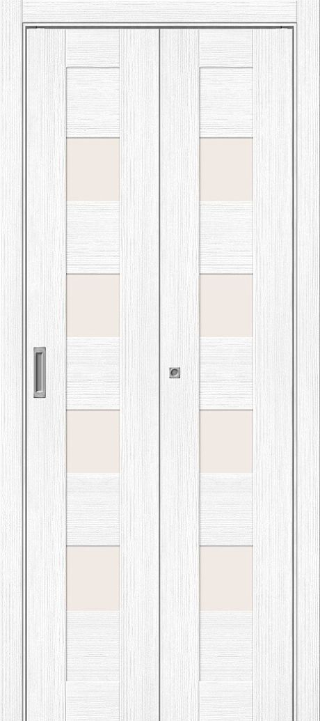 Складная межкомнатная дверь остекленная Браво-23 Bravo Snow Melinga (BRAVO)