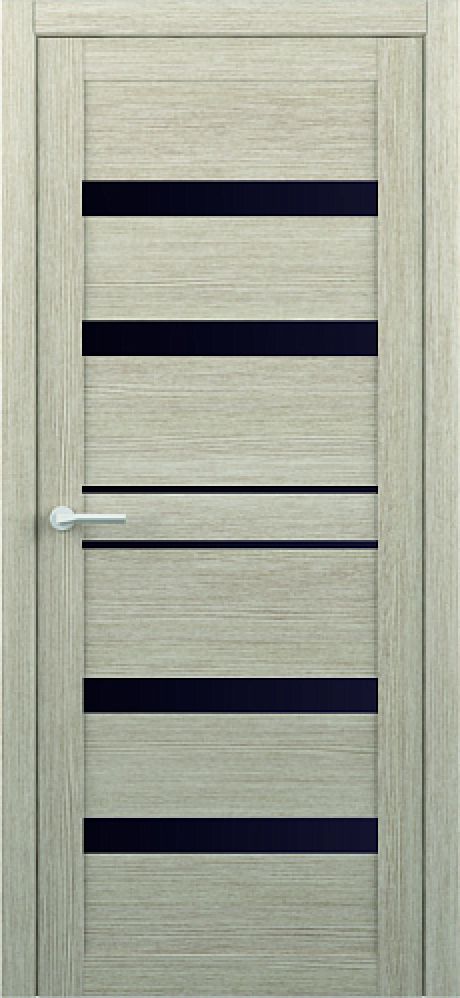 Межкомнатная дверь со стеклом Тренд-12 Акация кремовая Eco Tex Стекло черное (ALBERO)