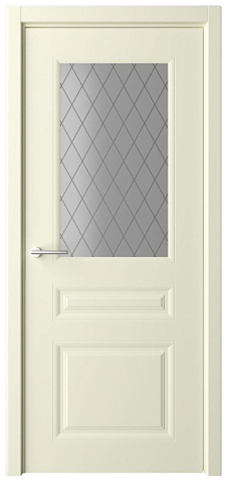 Межкомнатная дверь со стеклом Стиль-2 Латте Эмаль Стекло мателюкс "Рубин" (ALBERO)