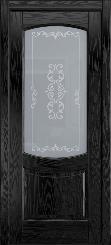 Межкомнатная дверь со стеклом Эрнеста Неро Шпон (Мильяна)