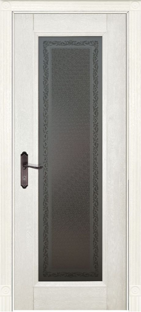 Межкомнатная дверь со стеклом Аристократ №5 Белый Массив дуба (ОКА)