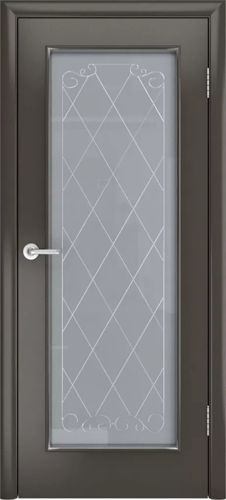 Межкомнатная дверь со стеклом Голд-5 Гриджио Эмаль (Мильяна)