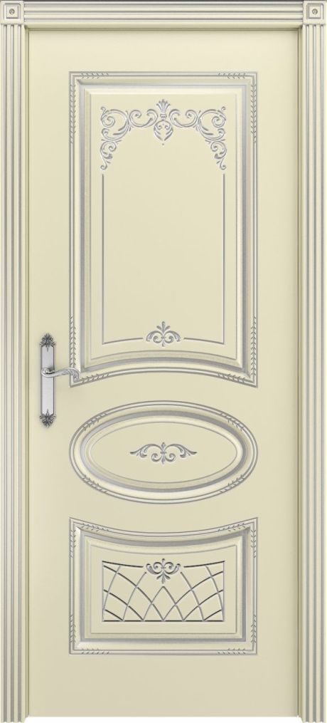 Глухая межкомнатная дверь Ария В3 Слоновая кость с патиной Серебро Эмаль (Шейл Дорс)