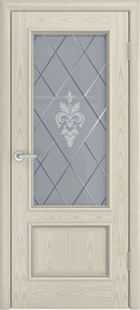 Межкомнатная дверь со стеклом Голд-1 Бежевый Шпон (Мильяна)