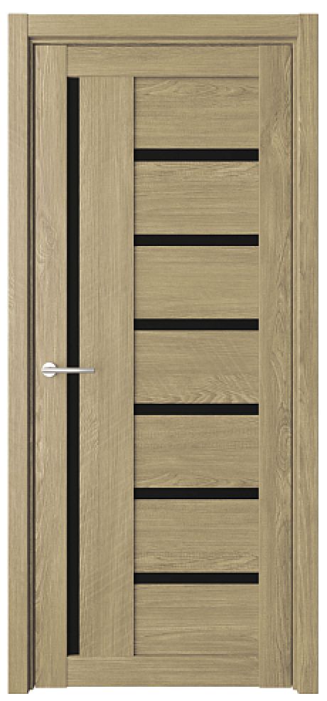 Межкомнатная дверь со стеклом Мадрид Натуральный дуб Эко-шпон Стекло черное (ALBERO)