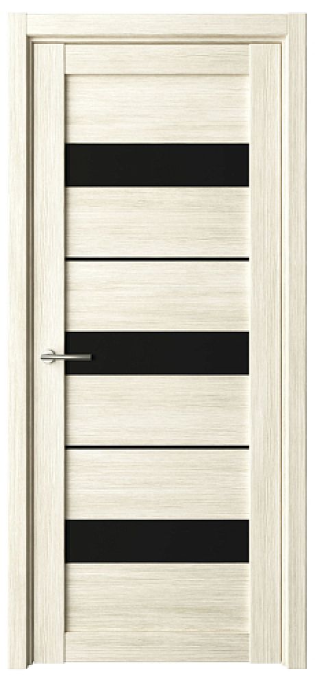 Межкомнатная дверь со стеклом Прага Белый кипарис Эко-шпон Стекло черное (ALBERO)