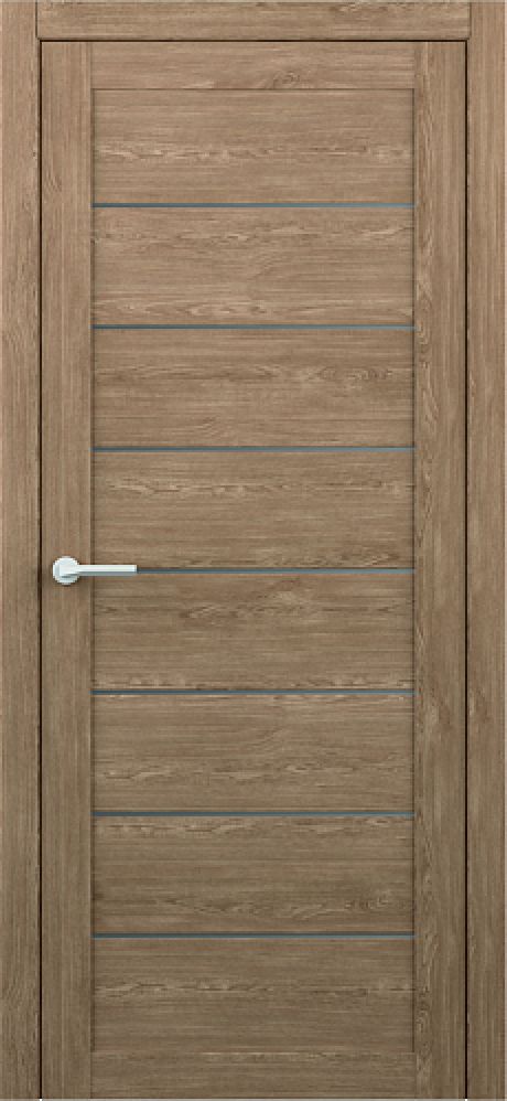 Межкомнатная дверь со стеклом Сеул Натуральный дуб Эко-шпон Стекло графитовое (ALBERO)