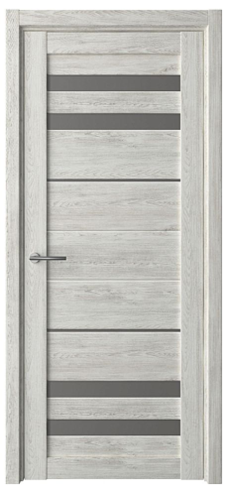 Межкомнатная дверь со стеклом Пекин Дуб нордик Эко-шпон Стекло графитовое (ALBERO)