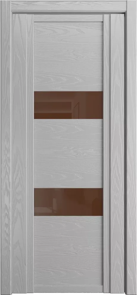 Межкомнатная дверь со стеклом QDO N Светло серая Шпон (Мильяна)