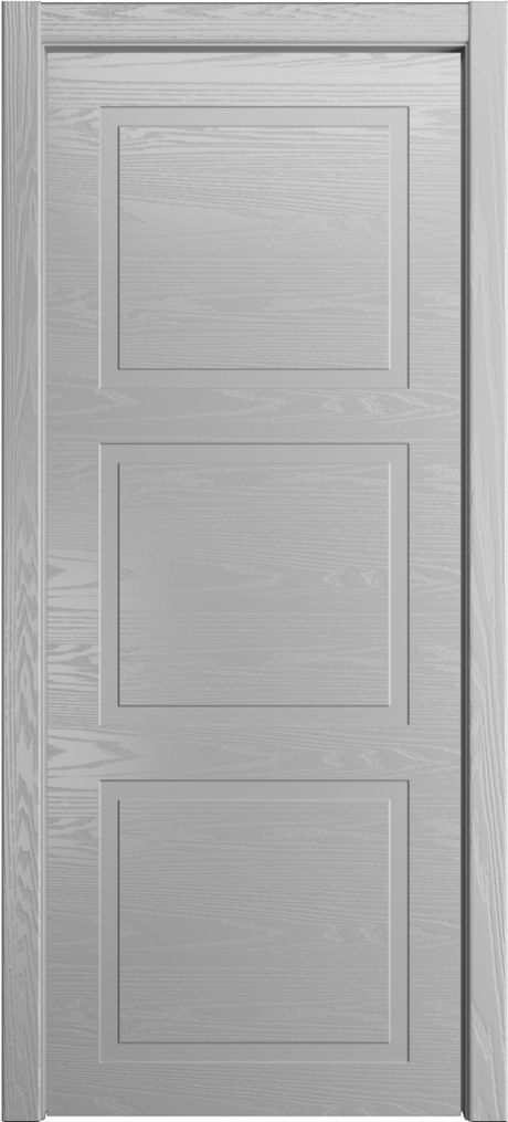 Глухая межкомнатная дверь ID-Лайн 3 Светло серая Шпон (Мильяна)