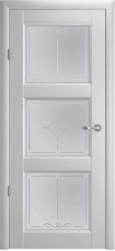 Межкомнатная дверь Эрмитаж-3 Платина Vinyl Мателюкс с алмазной гравировкой "Галерея" (ALBERO)