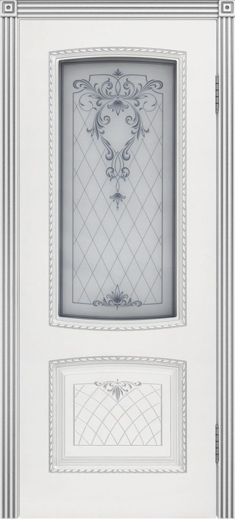 Межкомнатная дверь со стеклом Симфония В3 Белый с патиной Серебро Эмаль (Бипи Дорс)