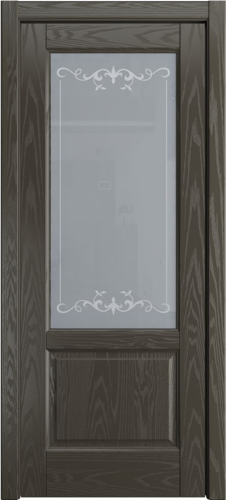 Межкомнатная дверь со стеклом Ровена Гриджио Шпон (Мильяна)