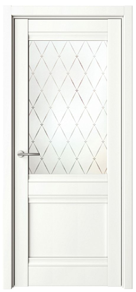 Межкомнатная дверь со стеклом Рим Белый Vinyl Стекло мателюкс "Гранд" (ALBERO)