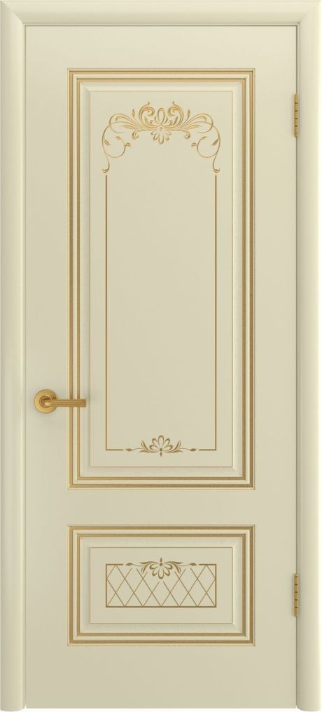Глухая межкомнатная дверь Аккорд Грейс В3 Слоновая кость с патиной Золото Эмаль (Шейл Дорс)