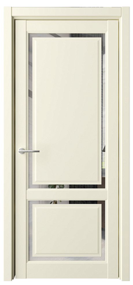 Межкомнатная дверь с зеркалом Афина-2 Ваниль Vinyl Зеркало грей (ALBERO)